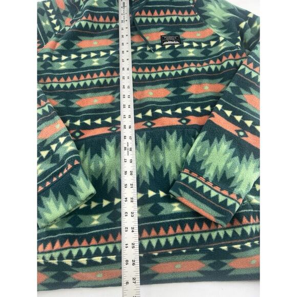 Massive Outdoor Fleece Womens Extra Large Blue Teal Hooded Sweatshirt Aztec - Picture 4 of 11